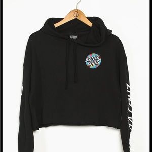 Cropped Black Santa Cruz Hoodie